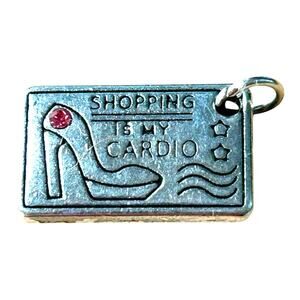 Effy Shopping is My Cardio Pink Stone Accent Silver Tone Charm